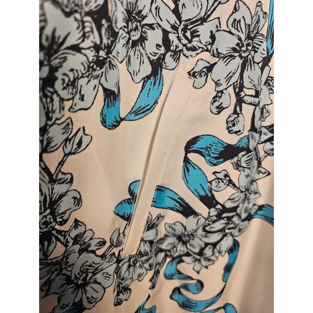 [Romantic Coquette] Cynthia Rowley Silk  Dress Womens 4  Blue Floral Ribbons - Picture 4 of 9
